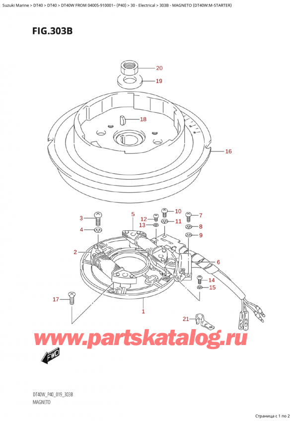 ,   , Suzuki Suzuki DT40W S / L FROM 04005-910001~  (P40 021),  (Dt40W: m) / Magneto (Dt40W:mStarter)
