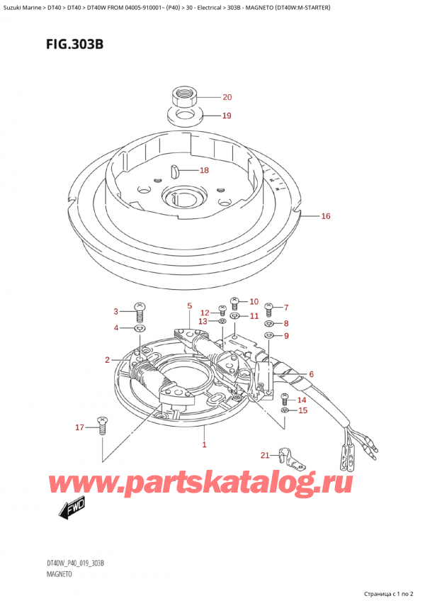   ,  , Suzuki Suzuki DT40W S / L FROM 04005-910001~  (P40 020), Magneto (Dt40W:mStarter)