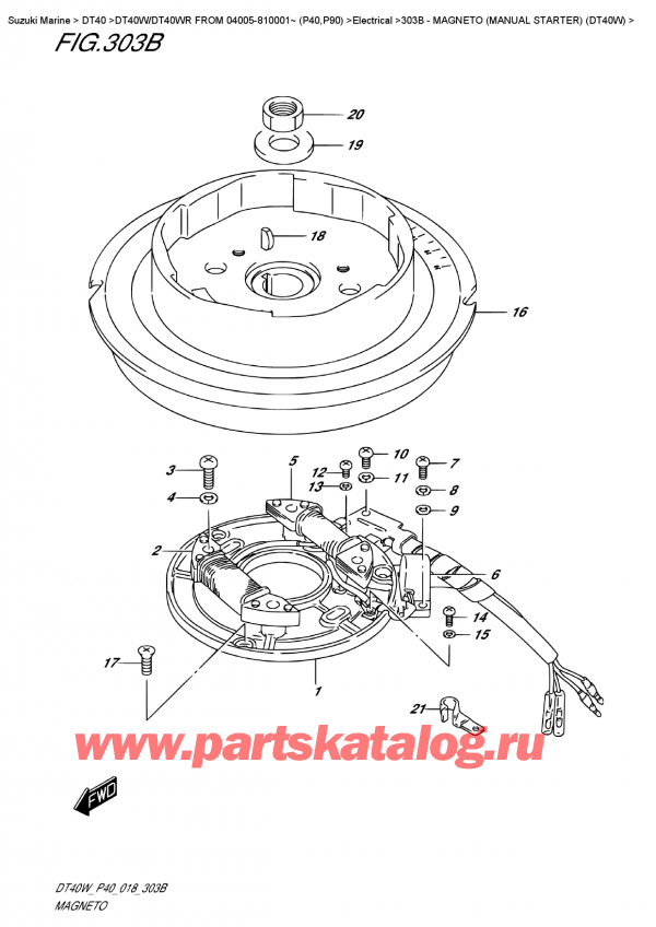  ,   , Suzuki DT40W S/L FROM 04005-810001~ (P40),  ( ) (Dt40W) / Magneto  (Manual  Starter)  (Dt40W)
