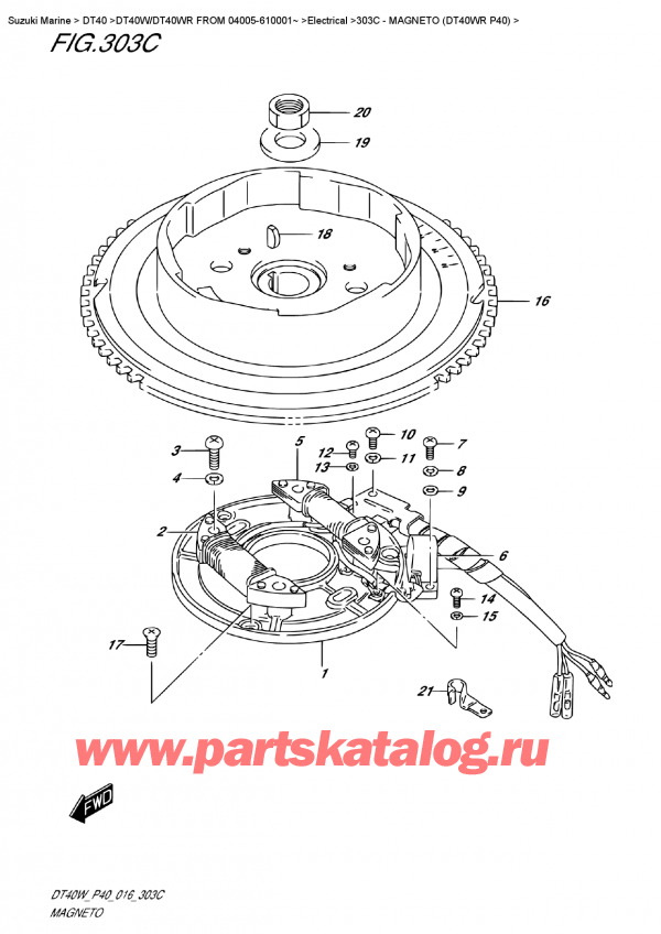 ��������, �� �������� �����, Suzuki DT40W RS/RL FROM 04005-610001~ , Magneto (Dt40Wr  P40)