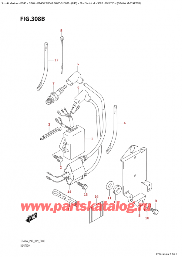 ������������ ��������, �� �������� �����, Suzuki Suzuki DT40W S / L FROM 04005-910001~  (P40 020) ������ 2020 ����, Ignition (Dt40W: m�������) - Ignition (Dt40W:mStarter)
