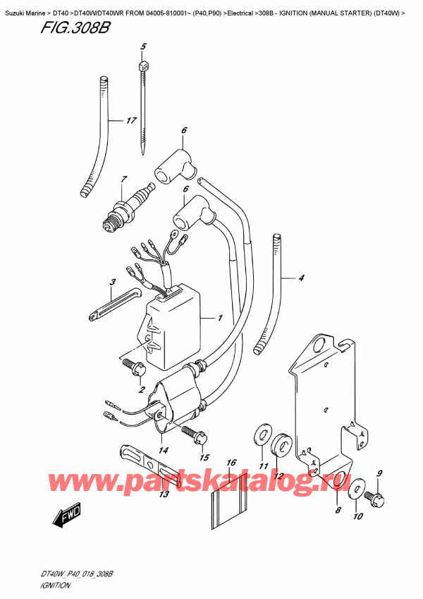  ,    , SUZUKI DT40W S/L FROM 04005-810001~ (P40)  2018 , Ignition  (Manual  Starter)  (Dt40W)