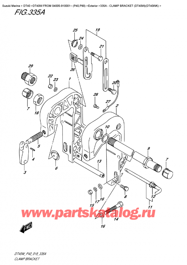  ,   , SUZUKI DT40W S-L FROM 04005-910001~ (P40), Clamp  Bracket  (Dt40W)(Dt40Wk)