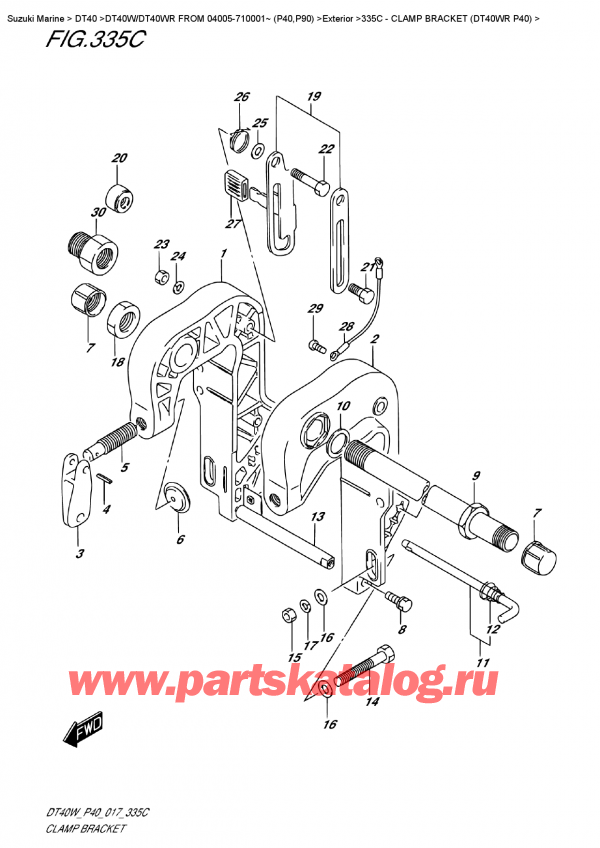  ,   , SUZUKI DT40W RS / RL FROM 04005-710001~ (P40)  2017 ,   (Dt40Wr P40) / Clamp  Bracket  (Dt40Wr  P40)