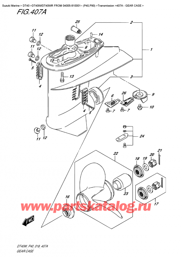   ,   , SUZUKI DT40W S/L FROM 04005-810001~ (P40)  2018 , Gear  Case