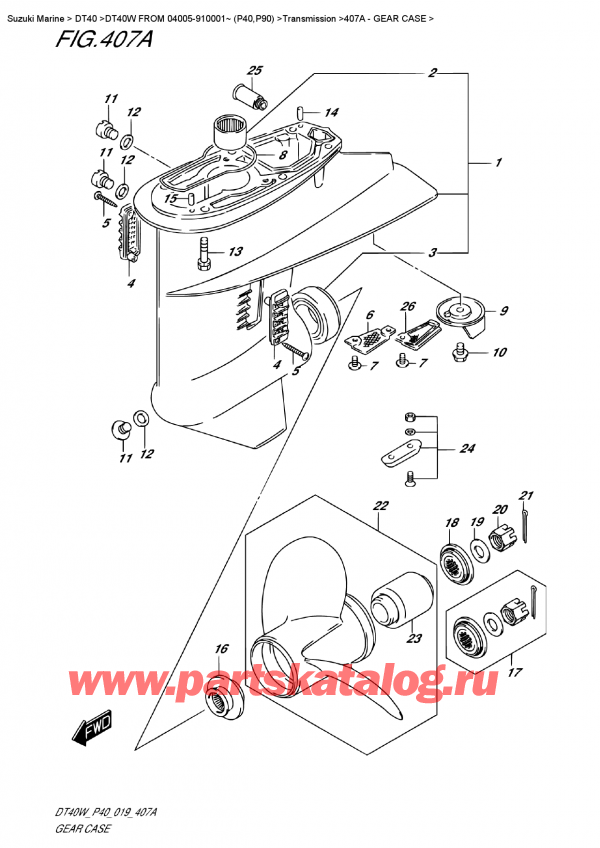  ,   , Suzuki DT40W S-L FROM 04005-910001~ (P40), Gear Case /   
