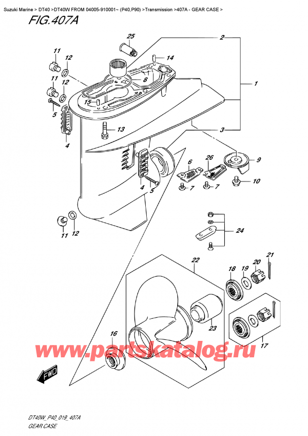   ,   , Suzuki DT40W S-L FROM 04005-910001~ (P40)  2019 ,    - Gear Case