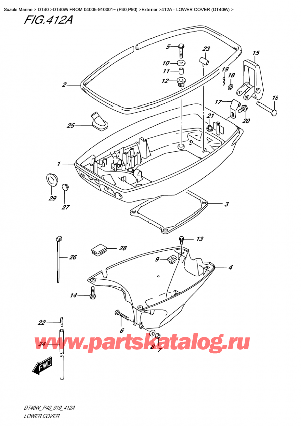   , ,  DT40W S-L FROM 04005-910001~ (P40), Lower  Cover (Dt40W) /    (Dt40W)