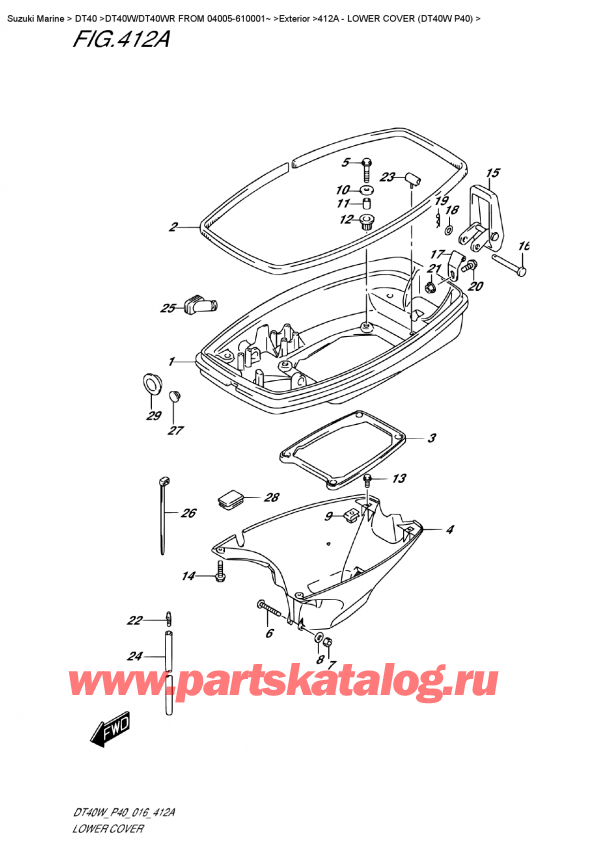 ��������� ������������ ��������, �� ��������� ���������, Suzuki DT40W S/L FROM 04005-610001~  ������ 2016 ����, Lower  Cover (Dt40W P40)