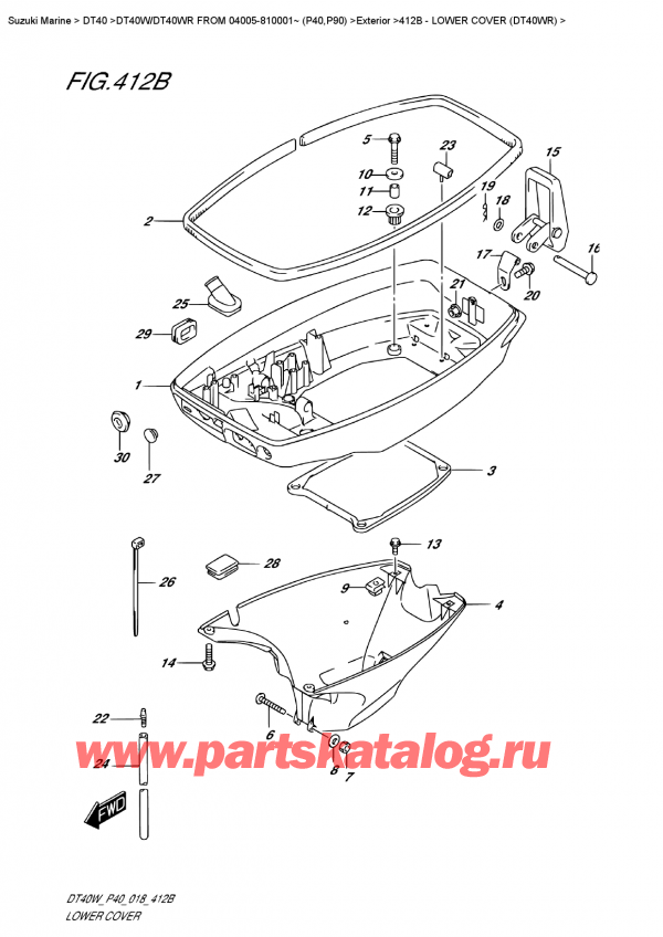  ,   , Suzuki DT40W RS / RL FROM 04005-810001~ (P40)  2018 , Lower Cover  (Dt40Wr)