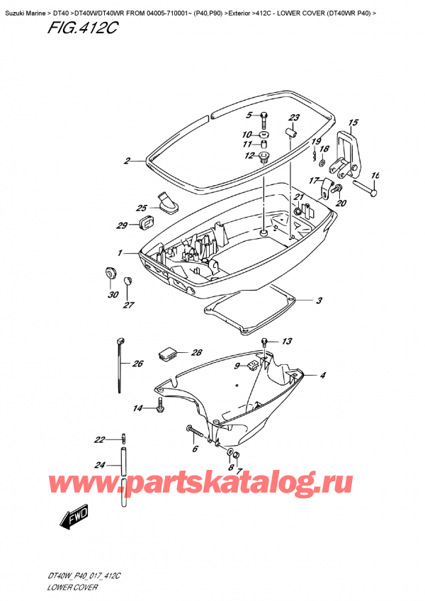  ,   , Suzuki DT40W RS / RL FROM 04005-710001~ (P40)  2017 , Lower Cover  (Dt40Wr  P40) -    (Dt40Wr P40)