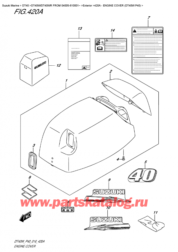  ,   , Suzuki DT40W S/L FROM 04005-610001~   2016 ,   () (Dt40W P40)