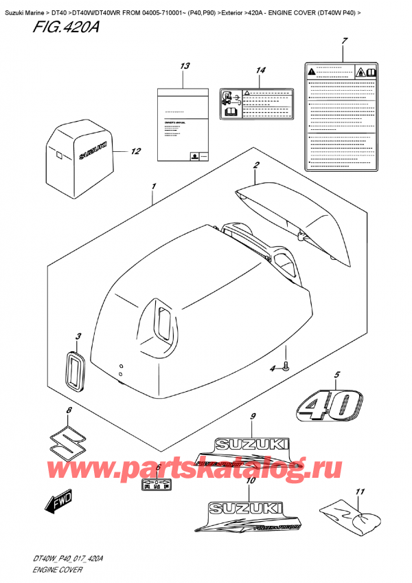  ,  , Suzuki DT40W S / L FROM 04005-710001~ (P40),   () (Dt40W P40) - Engine  Cover  (Dt40W  P40)