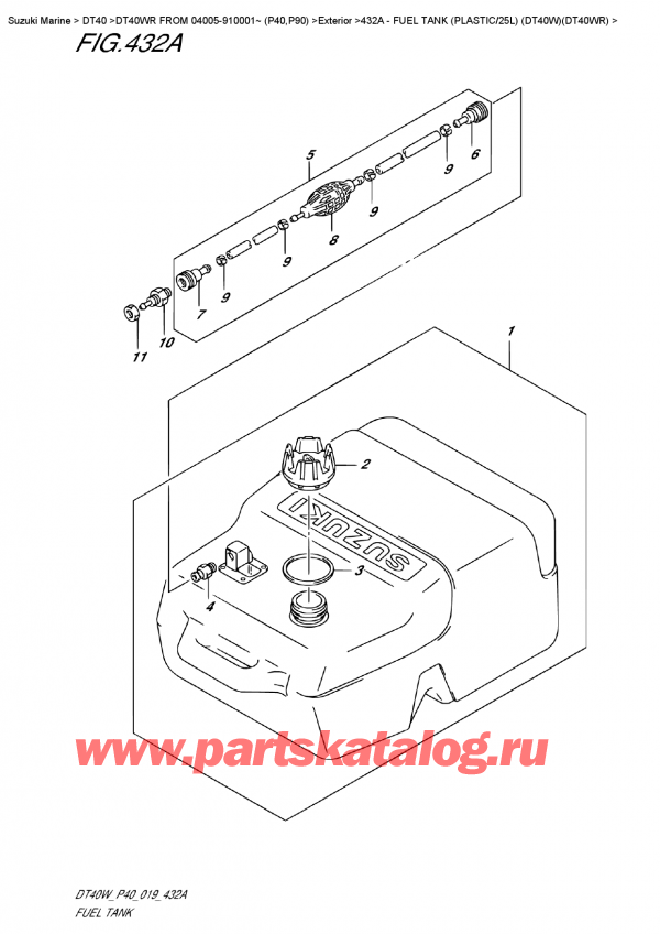  ,    , Suzuki DT40W RS-RL FROM 04005-910001~ (P40)  2019 ,   ( / 25L) (Dt40W) (Dt40Wr) - Fuel  Tank (Plastic/25L)  (Dt40W)(Dt40Wr)