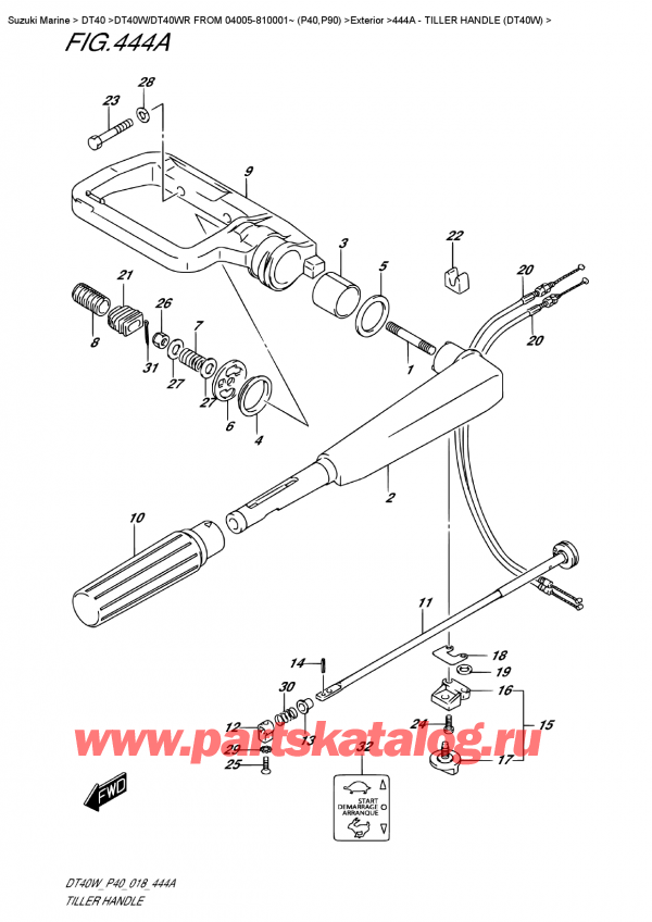 ������ ������������ ��������, �� ��������� �������� �����, Suzuki DT40W S/L FROM 04005-810001~ (P40), ������� (Dt40W)