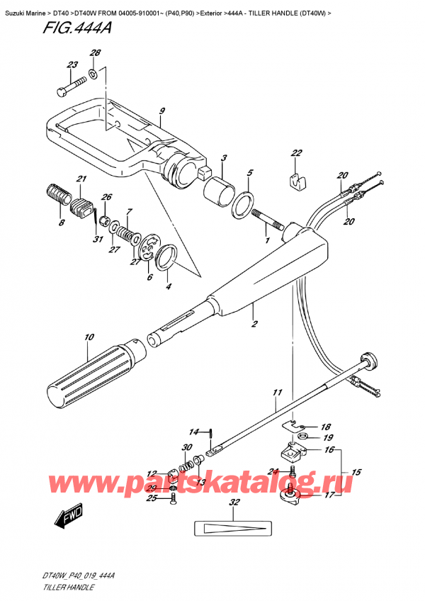  ,    , Suzuki DT40W S-L FROM 04005-910001~ (P40),  (Dt40W) - Tiller  Handle  (Dt40W)
