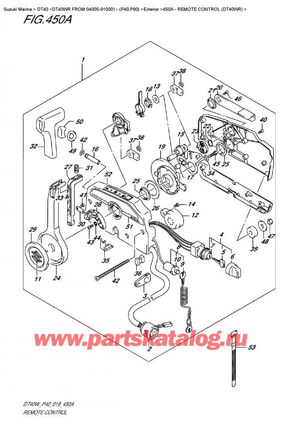   ,   , Suzuki DT40W RS-RL FROM 04005-910001~ (P40)  2019 ,   (Dt40Wr) / Remote Control  (Dt40Wr)