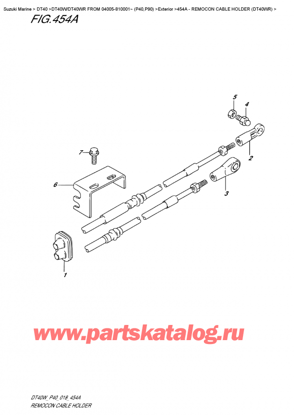 ������ ��������, �� ��������� ���������, Suzuki DT40W RS / RL FROM 04005-810001~ (P40), ��������� ������ �������������� ���������� (Dt40Wr) - Remocon  Cable  Holder  (Dt40Wr)