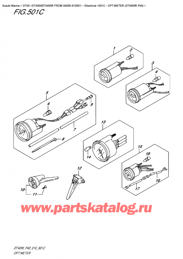  , , Suzuki DT40W RS/RL FROM 04005-610001~ , :  (Dt40Wr P40) - Opt:meter (Dt40Wr P40)