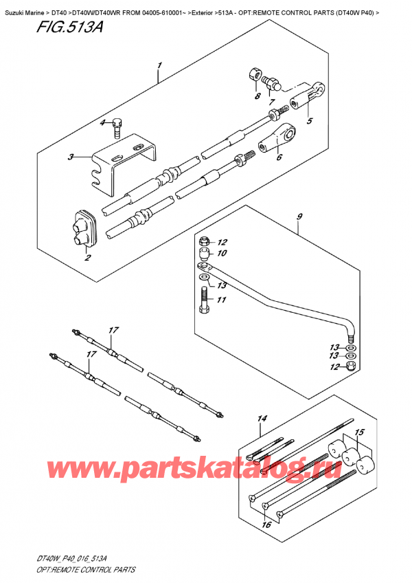  ,   , Suzuki DT40W S/L FROM 04005-610001~   2016 , Opt:remote Control  Parts  (Dt40W  P40)