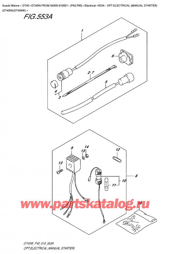   ,  , Suzuki DT40W S-L FROM 04005-910001~ (P40), :  ( ) (Dt40W) (Dt40Wk) - Opt:electrical  (Manual  Starter)  (Dt40W)(Dt40Wk)
