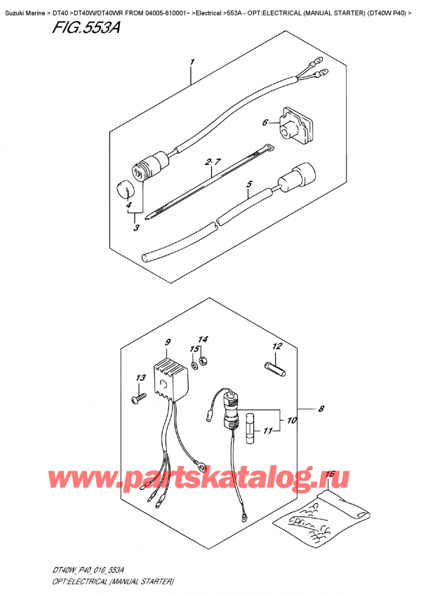  ,    ,  DT40W S/L FROM 04005-610001~ , :  ( ) (Dt40W P40) / Opt:electrical  (Manual  Starter)  (Dt40W  P40)