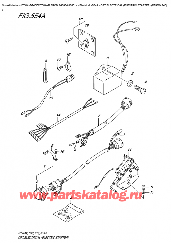 ,  , SUZUKI DT40W S/L FROM 04005-610001~ , :      (Dt40W P40) - Opt:electrical  (Electric  Starter)  (Dt40W  P40)