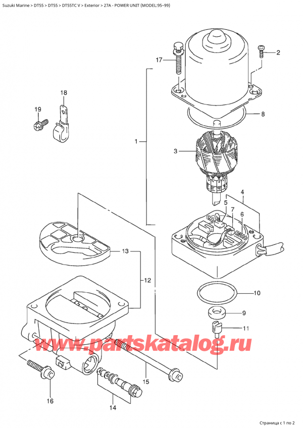 ��������� ������������ ��������, �� ��������� �������� �����, SUZUKI Suzuki DT55TC V, Power Unit (Model: 95~99) / Power Unit (Model:95~99)