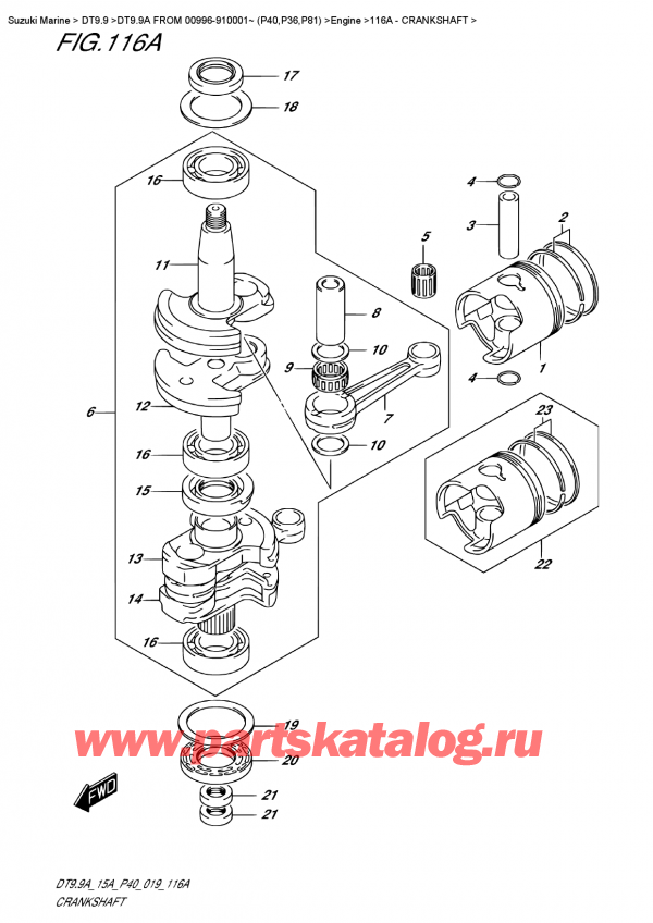   ,   , Suzuki DT9.9A S FROM 00996-910001~ (P40)  2019 ,  - Crankshaft