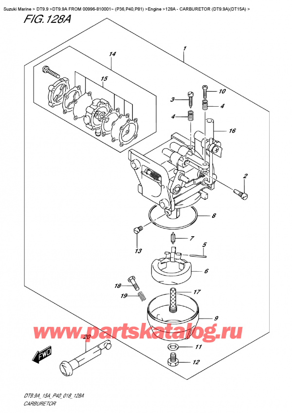  ,   , Suzuki DT9.9A S FROM 00996-810001~ (P40),  (Dt9.9A) (Dt15A) - Carburetor  (Dt9.9A)(Dt15A)