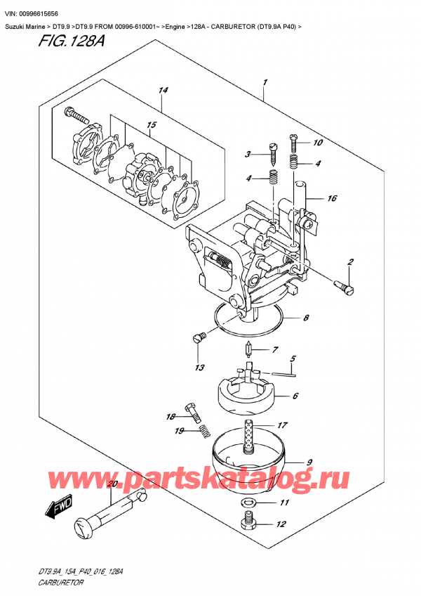 ������ �������������, �� ��������� �������� ���������, SUZUKI DT9.9 FROM 00996-610001~ , ���������� (Dt9.9A P40) / Carburetor (Dt9.9A P40)