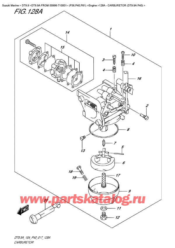��������� ��������, �� ��������� ���������, SUZUKI DT9.9A S/L  FROM 00996-710001~ (P40)  , Carburetor  (Dt9.9A  P40)