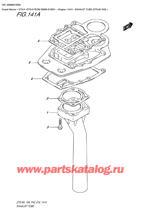 ,   , Suzuki DT9.9 FROM 00996-610001~ , Exhaust Tube (Dt9.9A P40) -   (Dt9.9A P40)