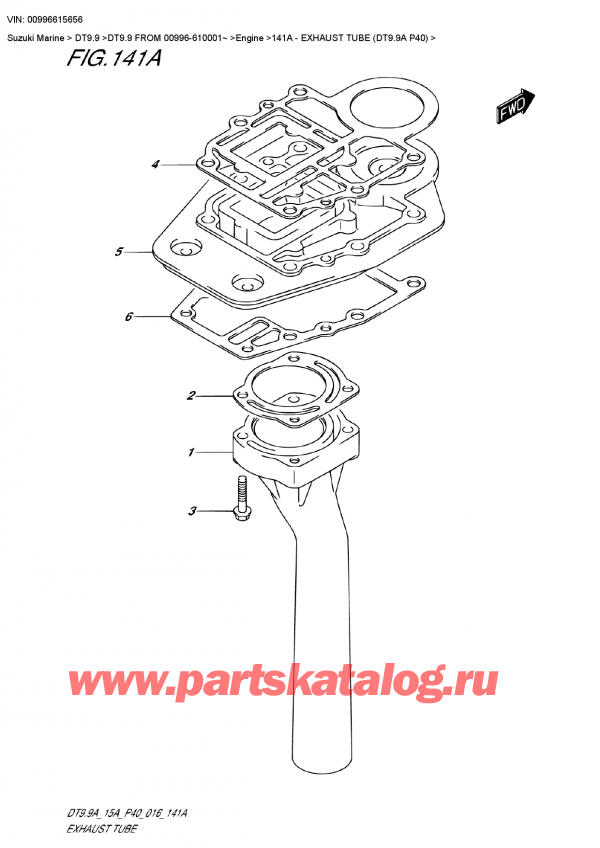 ,   , Suzuki DT9.9 FROM 00996-610001~ , Exhaust Tube (Dt9.9A P40) /   (Dt9.9A P40)