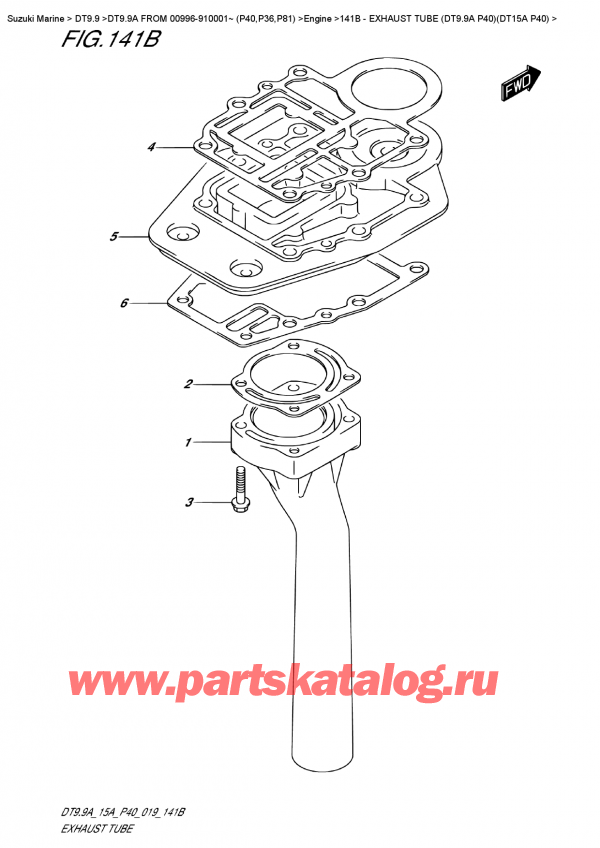 ,  , Suzuki DT9.9A S FROM 00996-910001~ (P40), Exhaust Tube (Dt9.9A  P40)(Dt15A  P40)