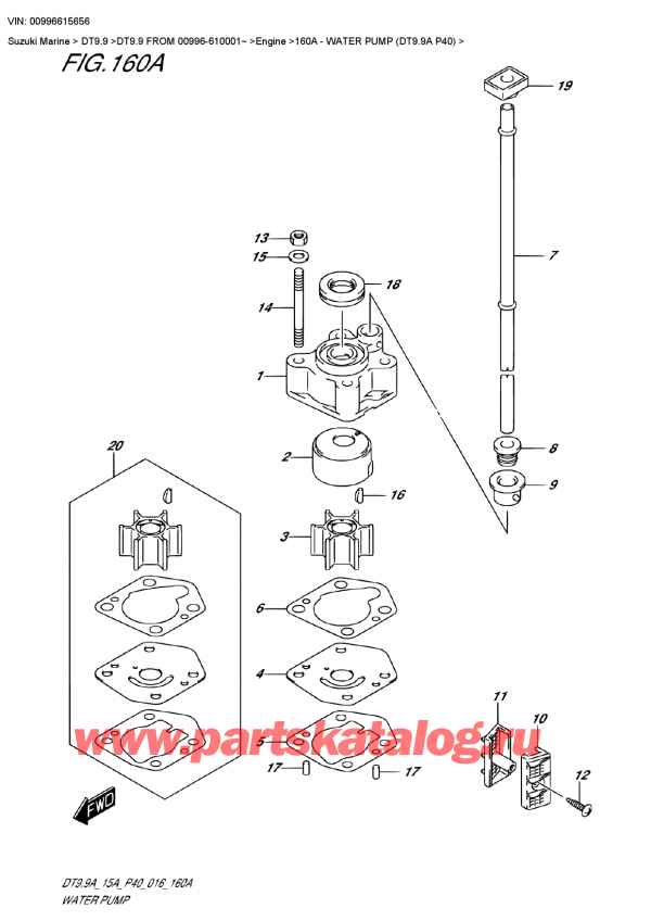 ,   , SUZUKI DT9.9 FROM 00996-610001~   2016 , Water Pump (Dt9.9A P40)