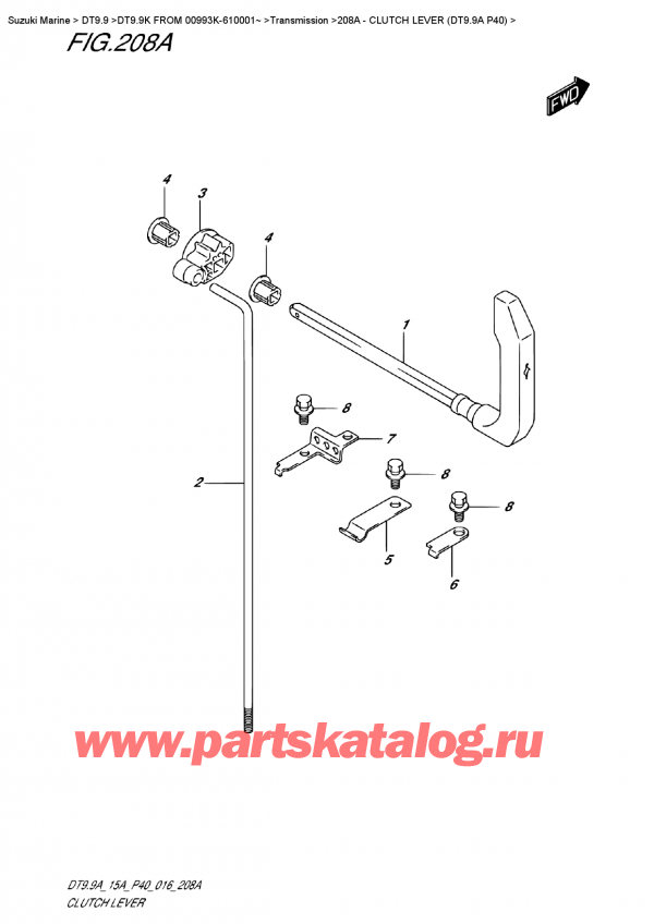  ,    , SUZUKI DT9.9AK FROM 00993K-610001~   2016 ,   (Dt9.9A P40) - Clutch  Lever (Dt9.9A  P40)