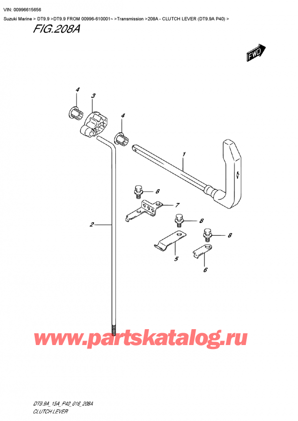 ,   , Suzuki DT9.9 FROM 00996-610001~   2016 ,   (Dt9.9A P40) - Clutch Lever (Dt9.9A P40)