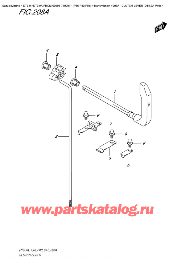  ,   , Suzuki DT9.9A S/L  FROM 00996-710001~ (P40)    2017 , Clutch  Lever  (Dt9.9A  P40)
