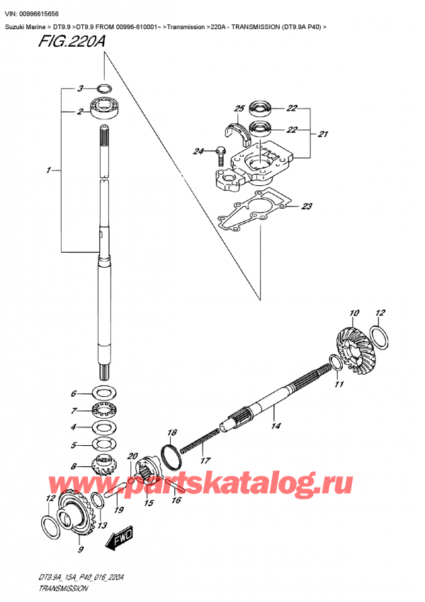 ������ ������������ ��������, �� ��������� �������� �����, Suzuki DT9.9 FROM 00996-610001~  ������ 2016 ����, ����������� (Dt9.9A P40) - Transmission (Dt9.9A P40)