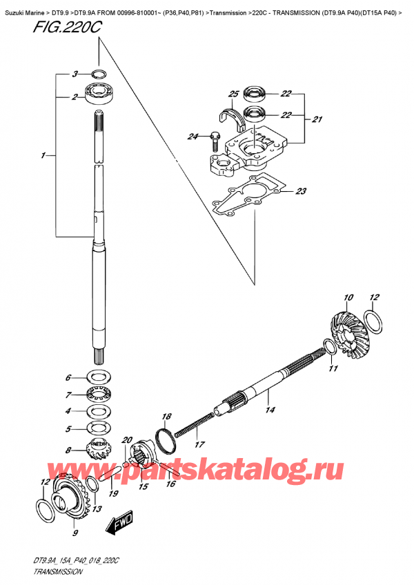 ��������� ��������, �� �����, Suzuki DT9.9A S FROM 00996-810001~ (P40) ������ 2018 ����, Transmission  (Dt9.9A  P40)(Dt15A  P40) - ����������� (Dt9.9A P40) (Dt15A P40)