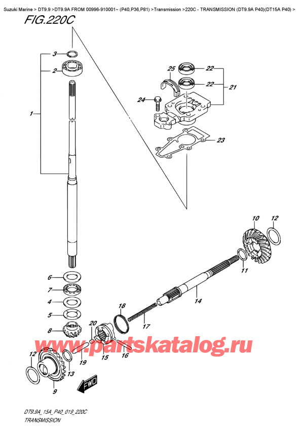 ����� ��������, �� ��������� ���������, Suzuki DT9.9A S FROM 00996-910001~ (P40), ����������� (Dt9.9A P40) (Dt15A P40) / Transmission  (Dt9.9A  P40)(Dt15A  P40)