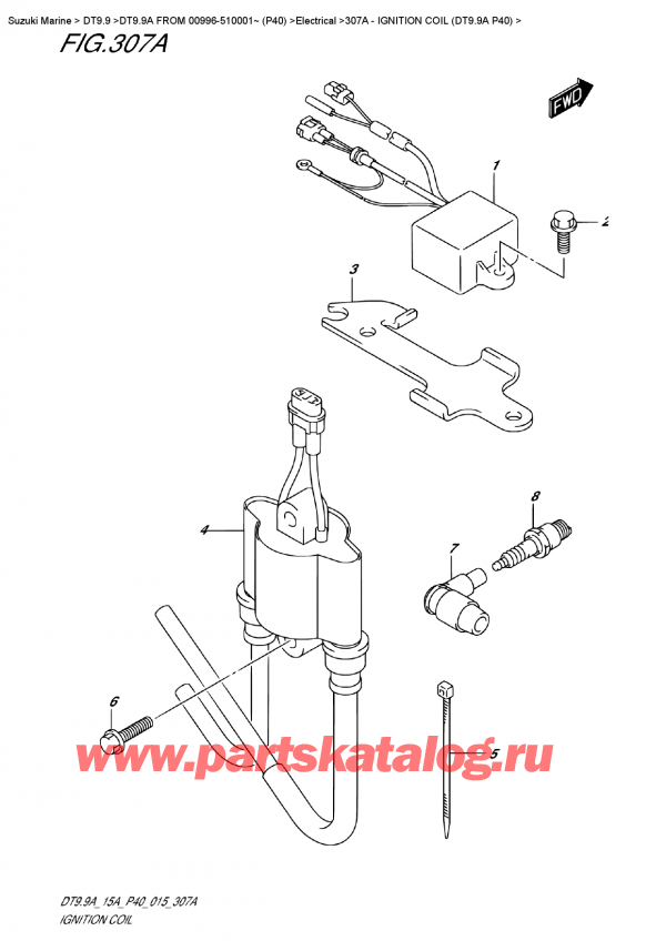  ,    , Suzuki DT9.9A S FROM 00996-510001~ (P40)   2015 , Ignition  Coil (Dt9.9A  P40)