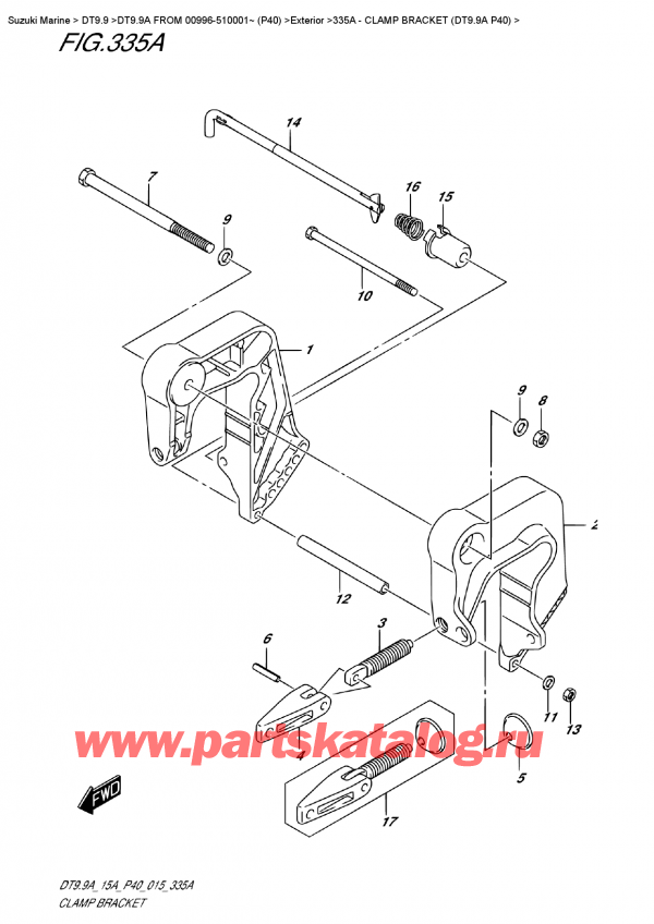  ,    ,  DT9.9A S FROM 00996-510001~ (P40)   2015 , Clamp  Bracket (Dt9.9A  P40) -   (Dt9.9A P40)
