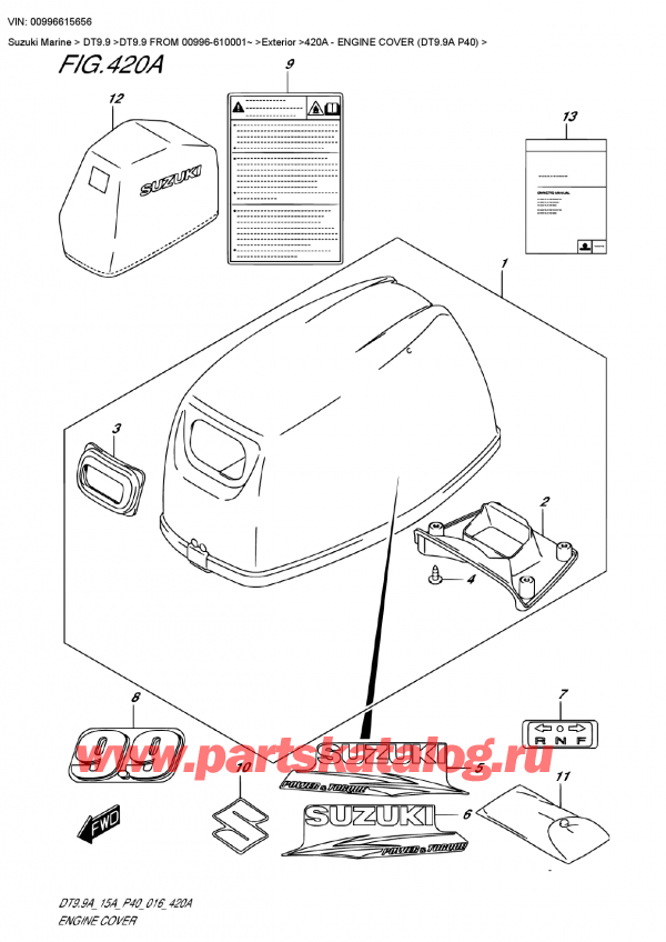 ,   , Suzuki DT9.9 FROM 00996-610001~ , Engine Cover (Dt9.9A P40)