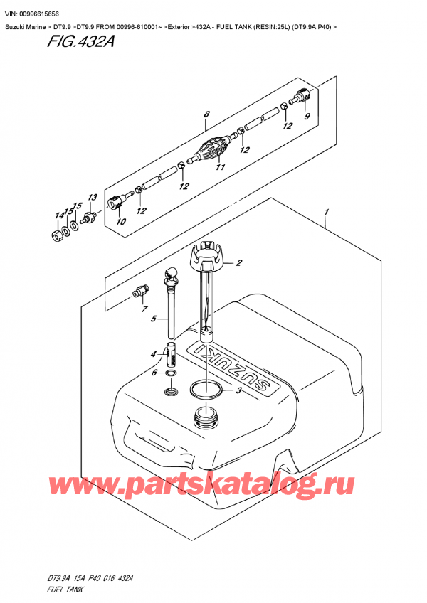 ,   , Suzuki DT9.9 FROM 00996-610001~   2016 ,   (Resin: 25L) (Dt9.9A P40) / Fuel Tank (Resin:25L) (Dt9.9A P40)