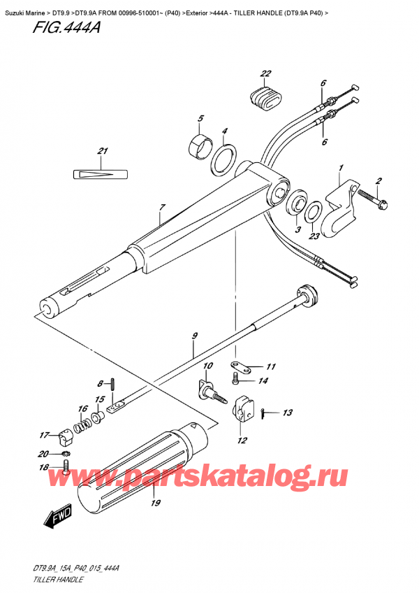  ,   , Suzuki DT9.9A S FROM 00996-510001~ (P40)   2015 , Tiller  Handle (Dt9.9A  P40)