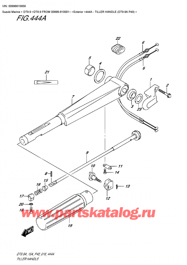 ������ ��������, �� �������� ��������� �����, Suzuki DT9.9 FROM 00996-610001~ , Tiller Handle (Dt9.9A P40)