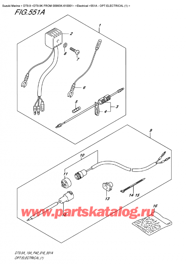  ,   , Suzuki DT9.9AK FROM 00993K-610001~   2016 , :  (1) - Opt:electrical (1)