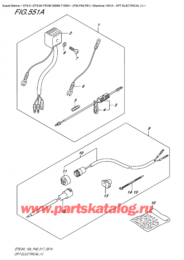  ,   , Suzuki DT9.9A S/L  FROM 00996-710001~ (P40)    2017 , Opt:electrical  (1) - :  (1)